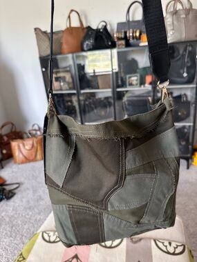 Zara Khaki Army Green Canvas Crossbody Bag